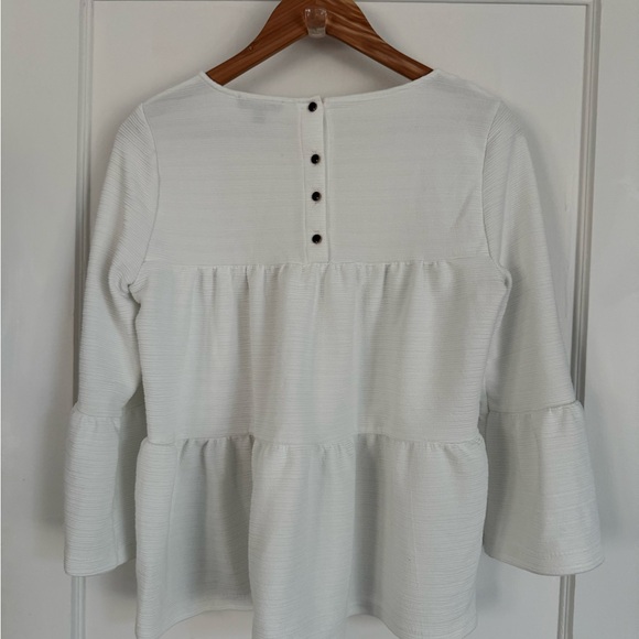 J. Crew White Textured Peplum Tunic with Bell Sleeves - Picture 2 of 6